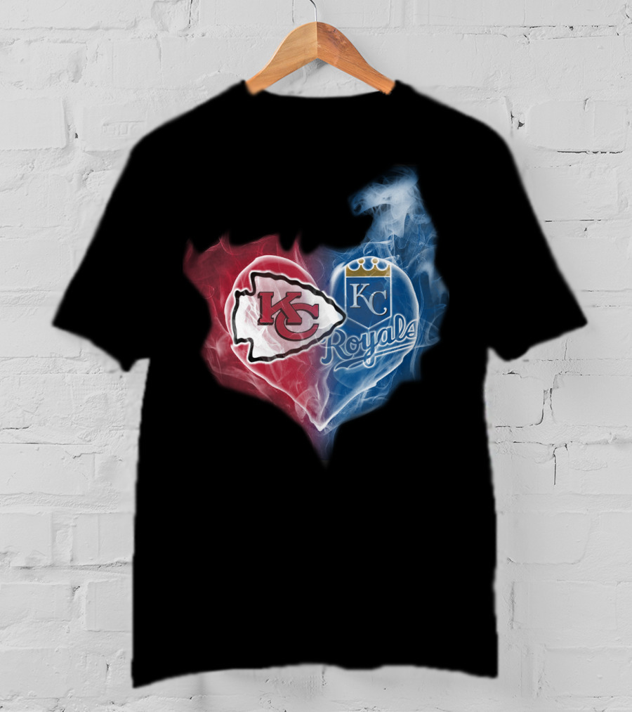 Kc Chiefs Royals Heart Smoke Fusion T-Shirt