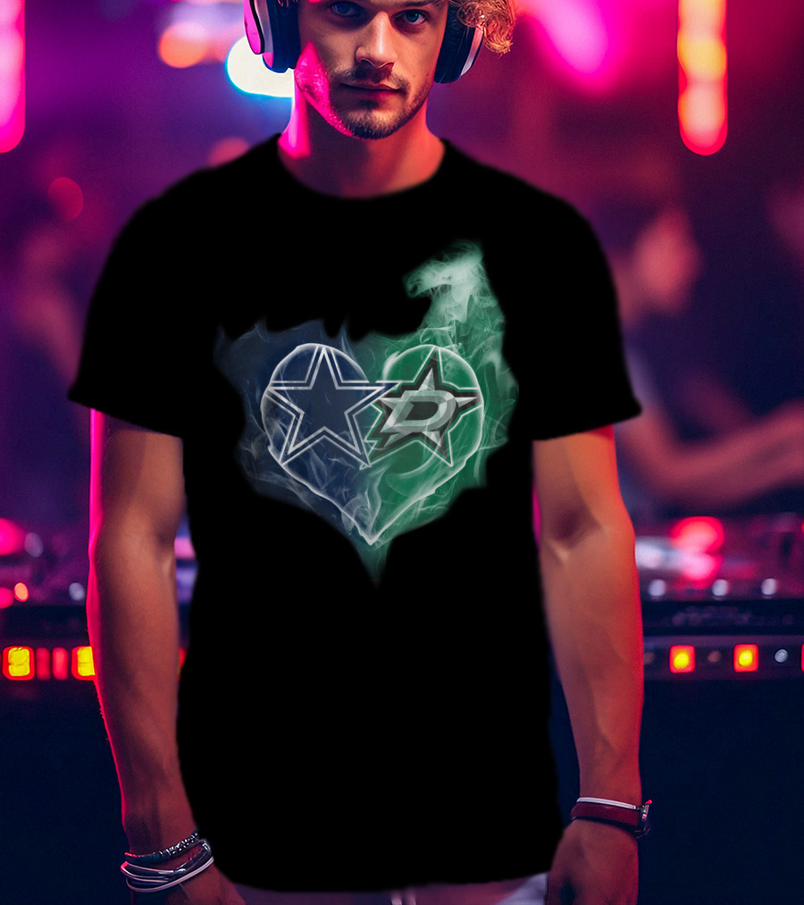 Dallas Cowboys Dallas Stars Heart T-Shirt