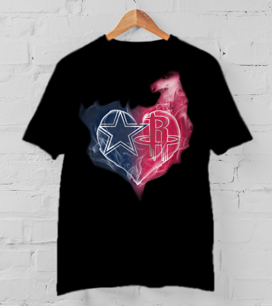 Dallas Cowboys Houston Rockets Heart Fusion T-Shirt