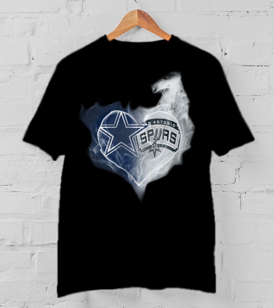 Dallas Cowboys San Antonio Spurs Heart Smoke T-Shirt