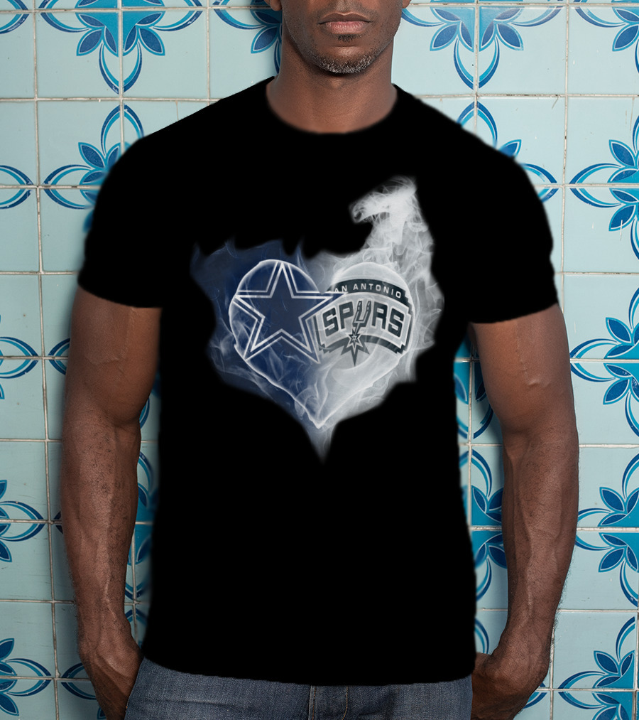 Dallas Cowboys San Antonio Spurs Heart Smoke T-Shirt