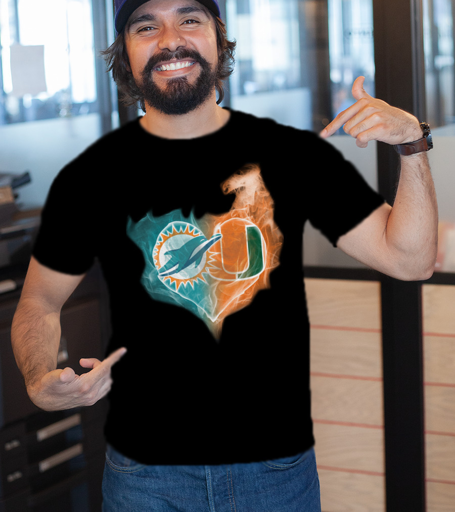 Miami Dolphins University Of Miami Heart Fusion T-Shirt