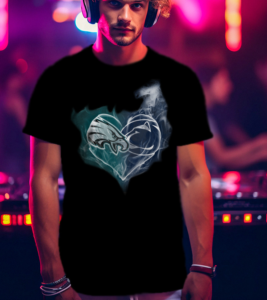 Philadelphia Eagles And Penn State Nittany Lions Heart Fusion T-Shirt