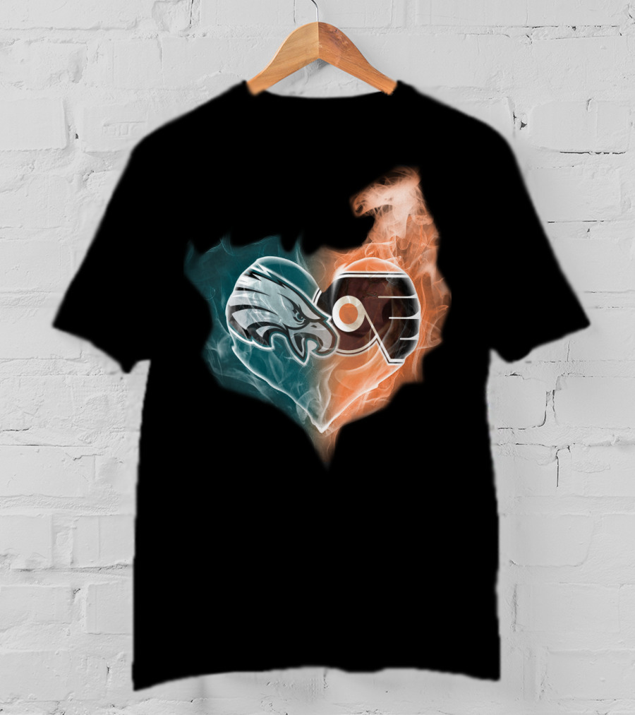 Eagles Flyers Heart Fusion T-Shirt