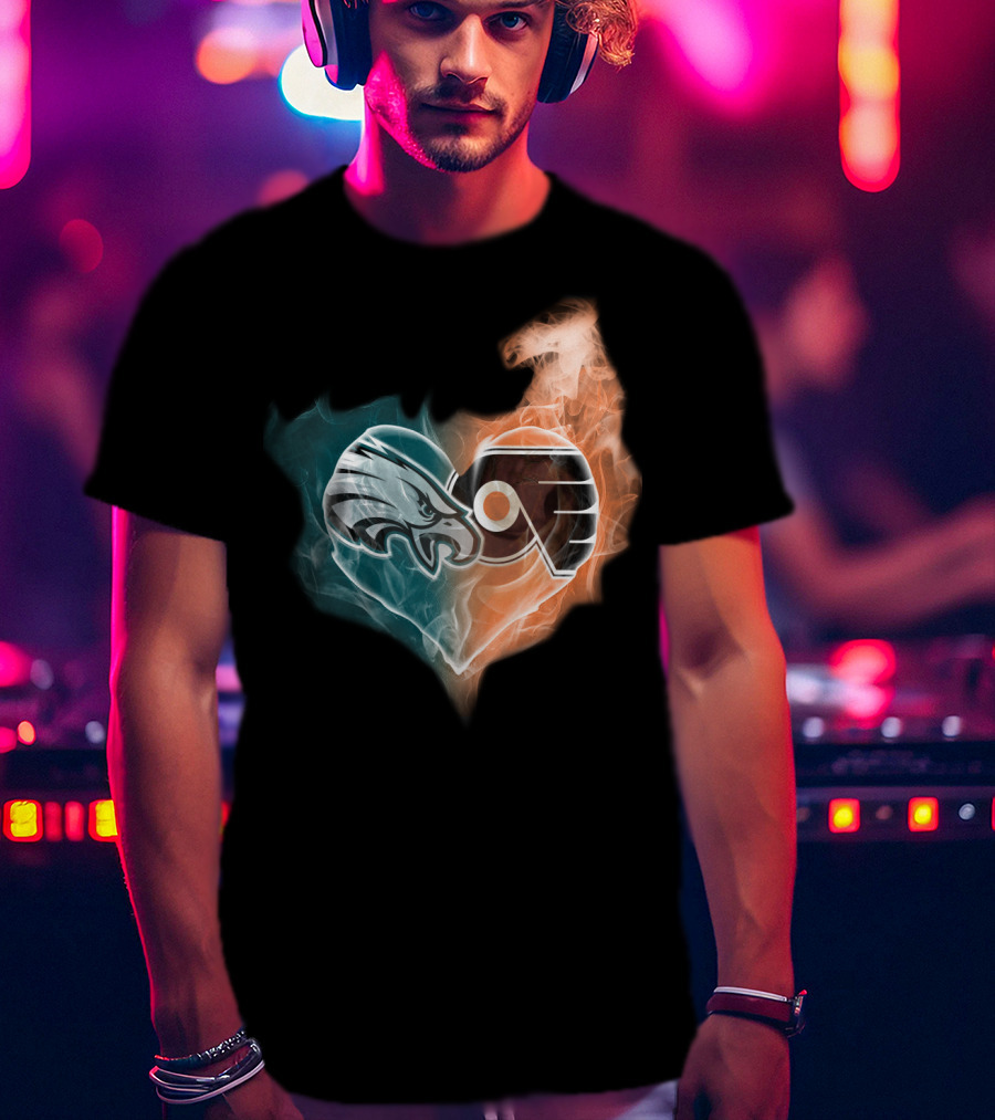 Eagles Flyers Heart Fusion T-Shirt