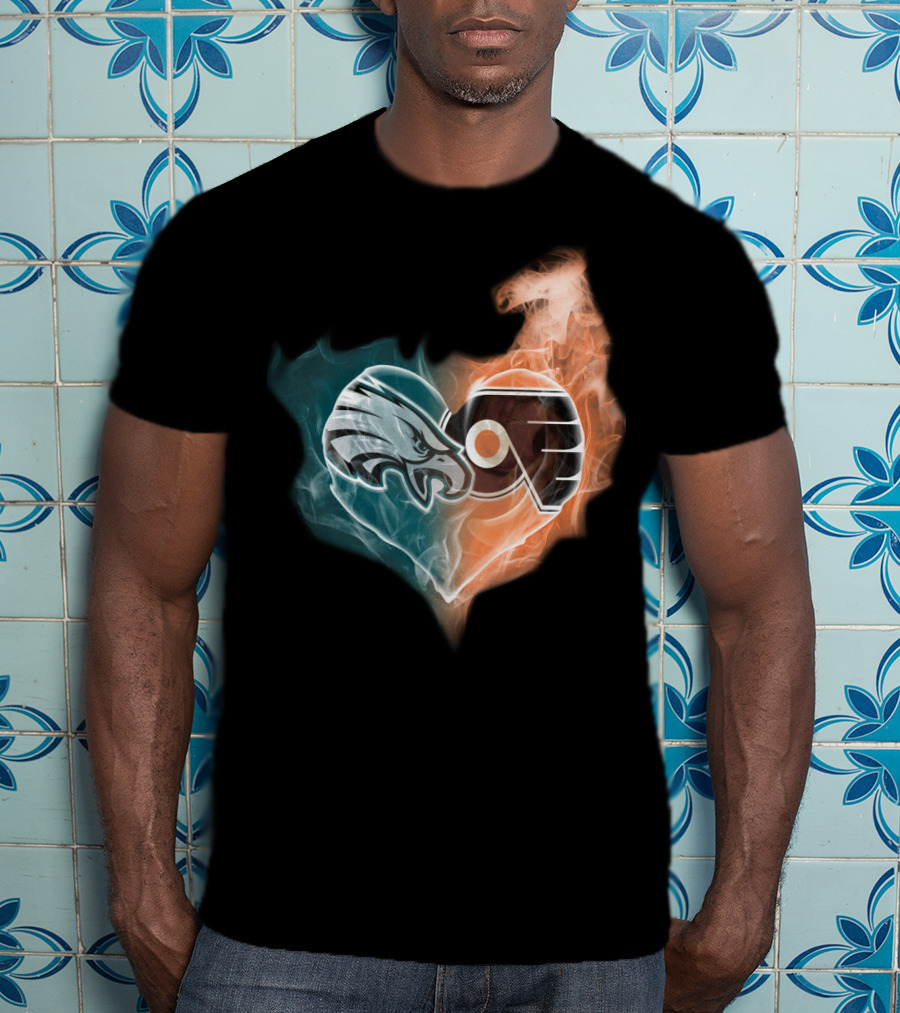Eagles Flyers Heart Fusion T-Shirt