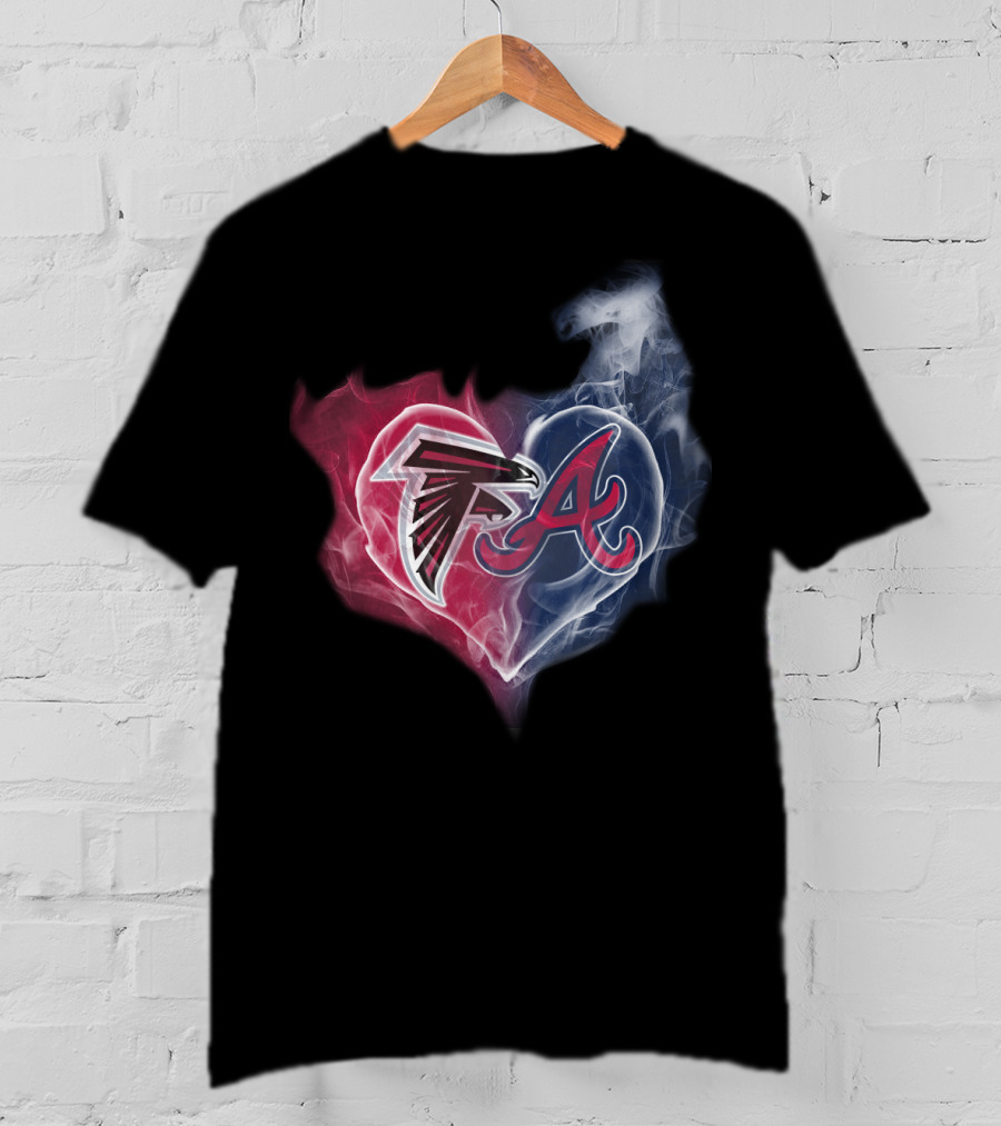 Falcons Braves Heart Smoke Atlanta Sports T-Shirt