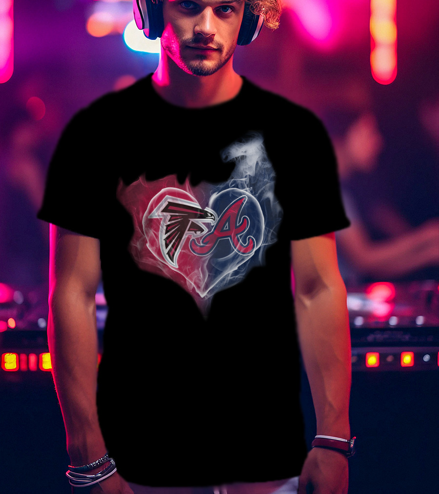 Falcons Braves Heart Smoke Atlanta Sports T-Shirt