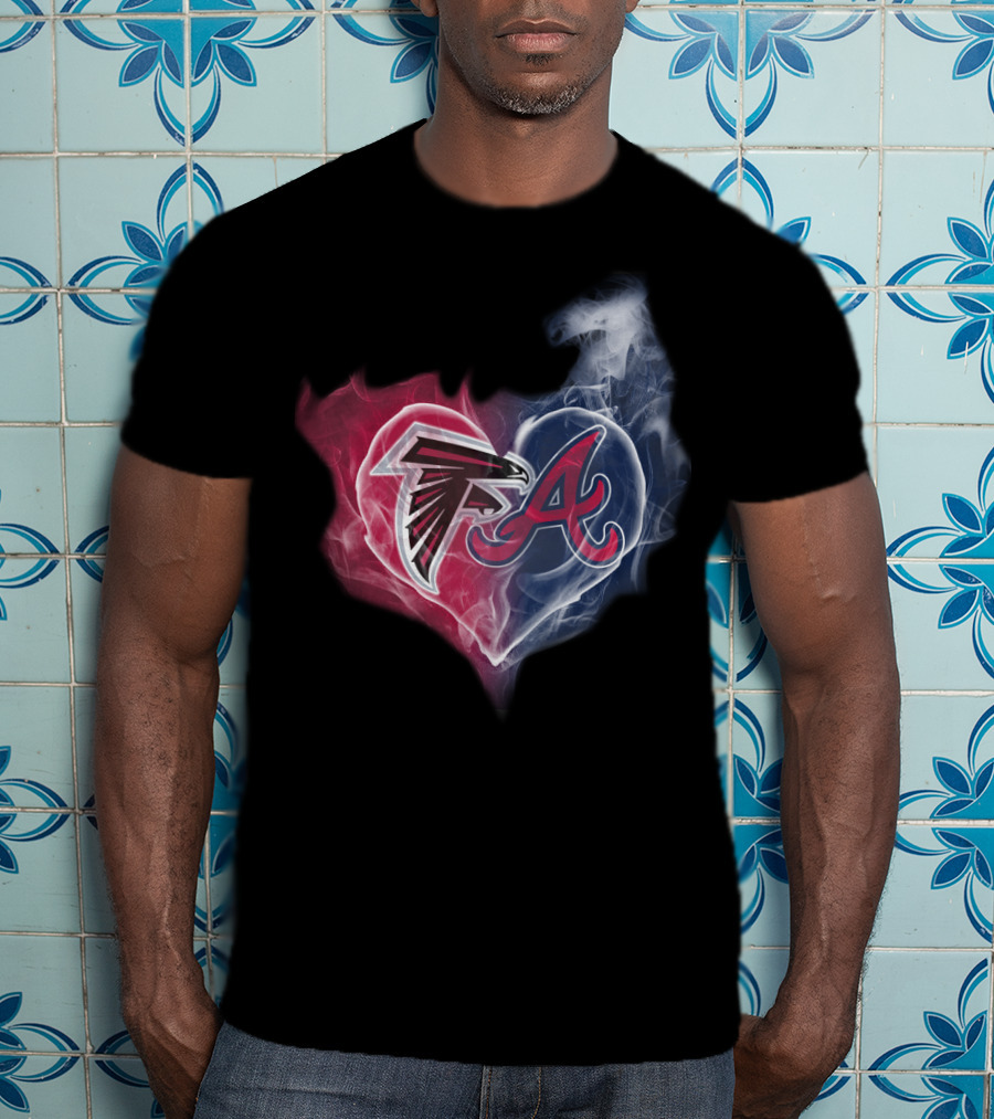 Falcons Braves Heart Smoke Atlanta Sports T-Shirt