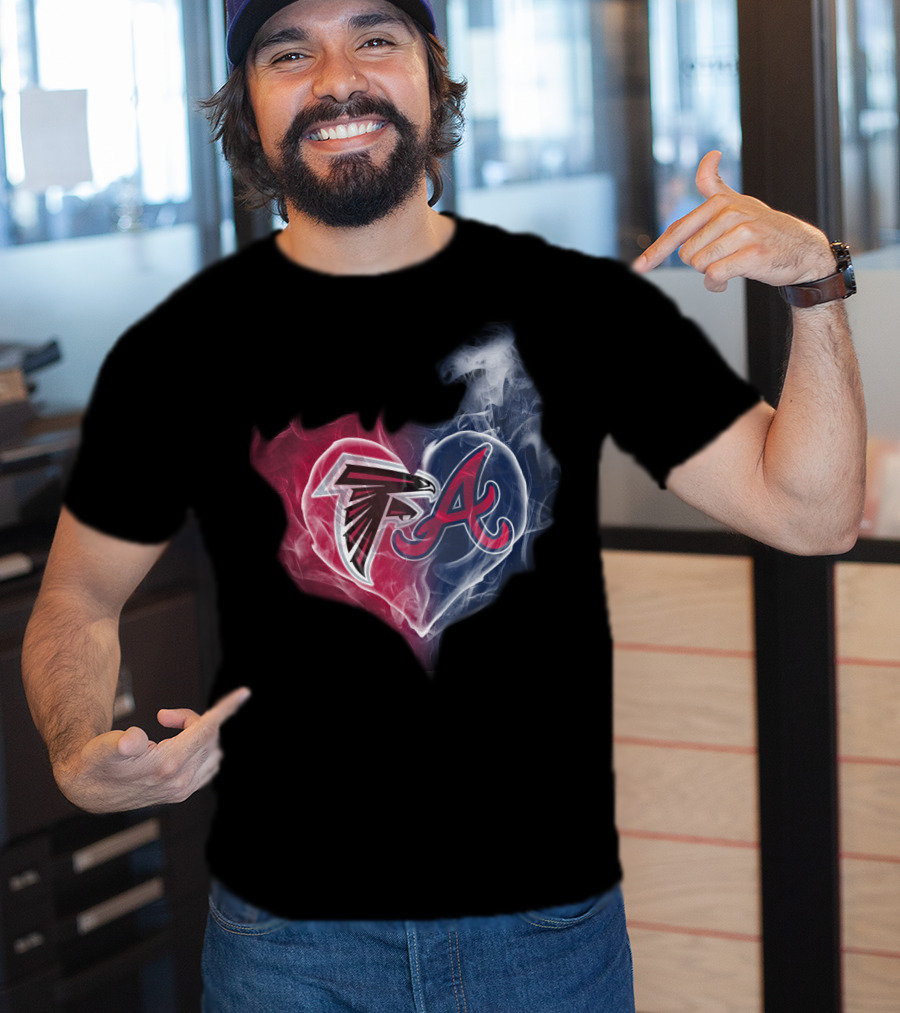 Falcons Braves Heart Smoke Atlanta Sports T-Shirt