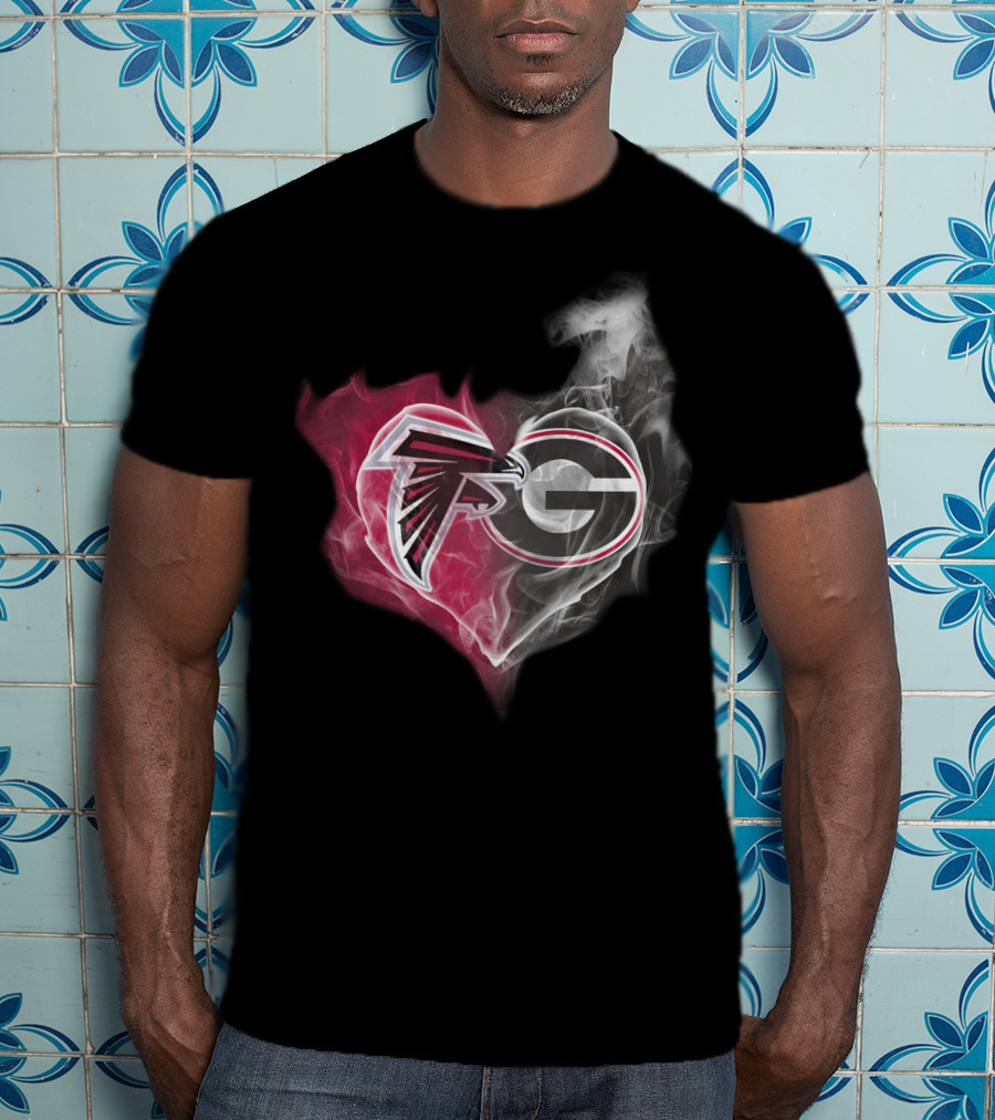 Atlanta Falcons Georgia Bulldogs Heart Smoke T-Shirt