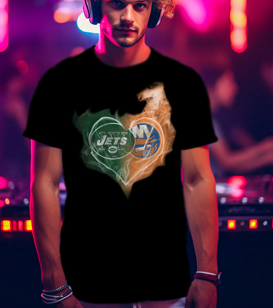 Jets Islanders Heart Smoke T-Shirt