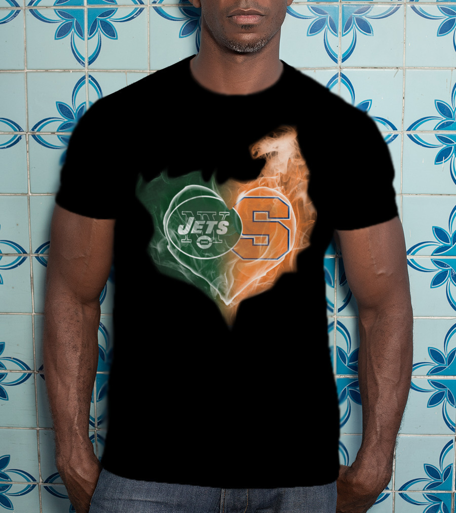 New York Jets Syracuse Orange Heart T-Shirt