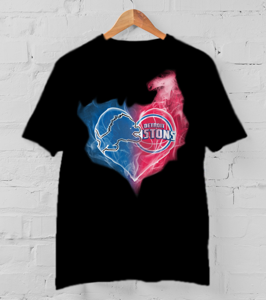 Detroit Lions Pistons Heart Fusion T-Shirt