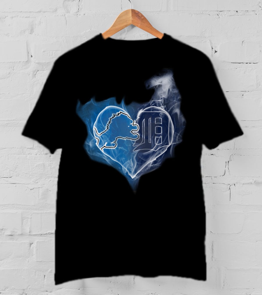 Detroit Lions And Tigers Heart T-Shirt