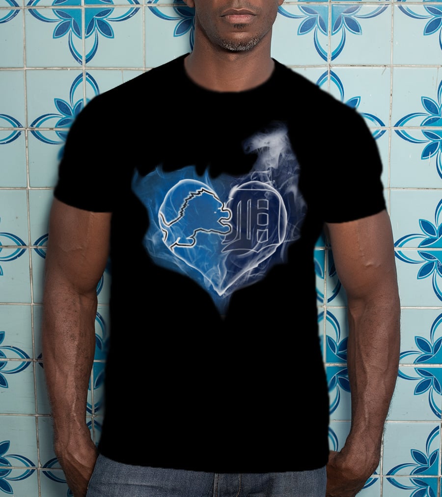 Detroit Lions And Tigers Heart T-Shirt
