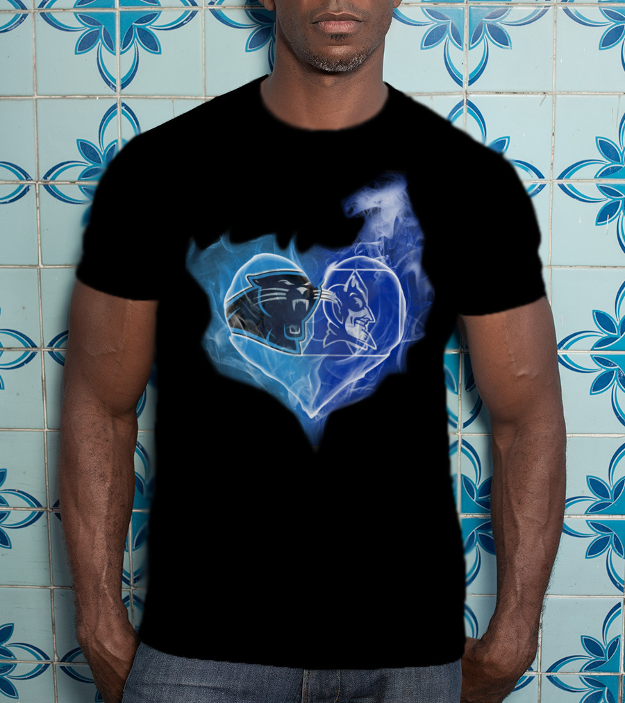 Panthers Blue Devils Heart T-Shirt