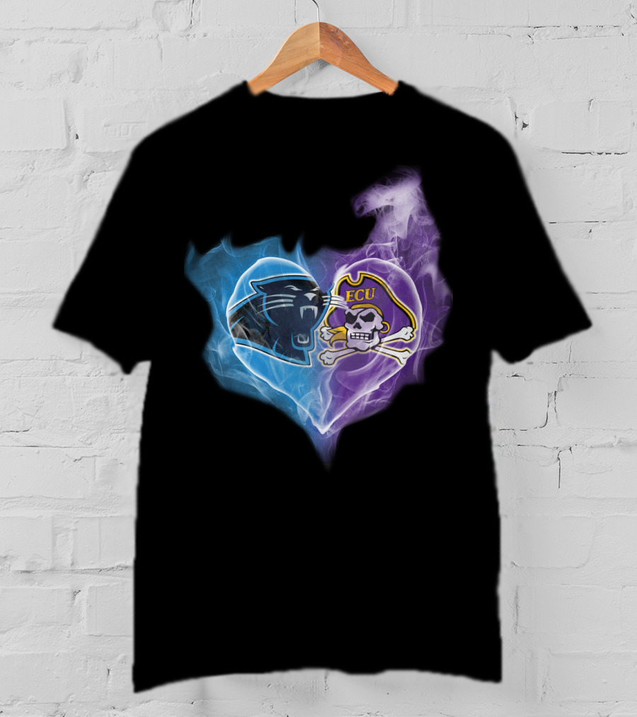 Panthers Ecu Pirates Heart Smoke T-Shirt