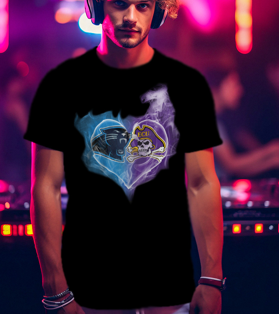 Panthers Ecu Pirates Heart Smoke T-Shirt