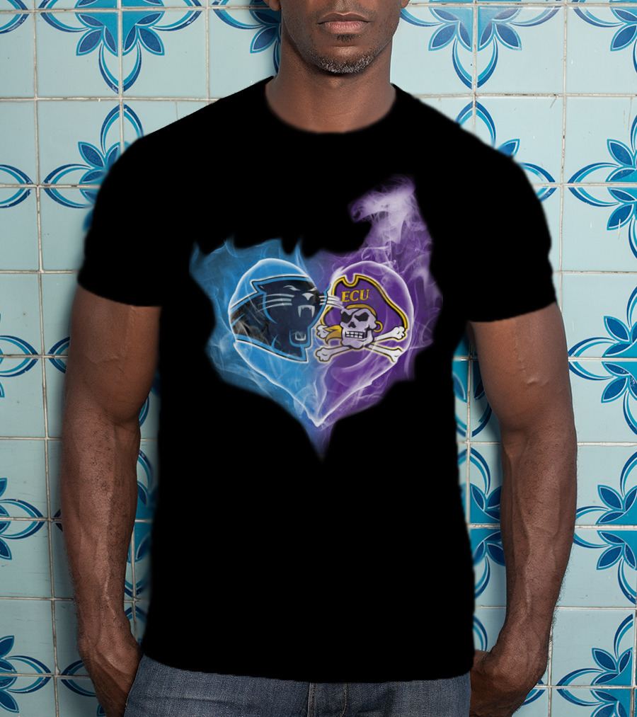 Panthers Ecu Pirates Heart Smoke T-Shirt