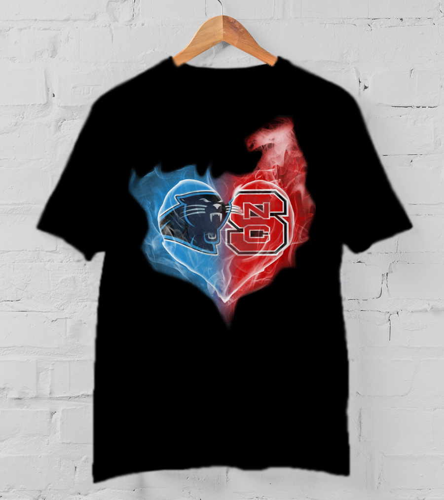 Panthers And Nc State Heart Blend T-Shirt