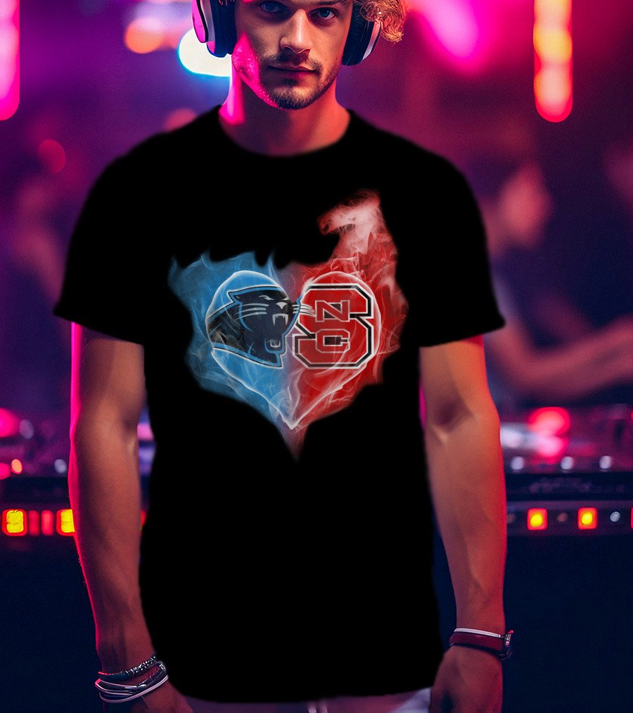 Panthers And Nc State Heart Blend T-Shirt