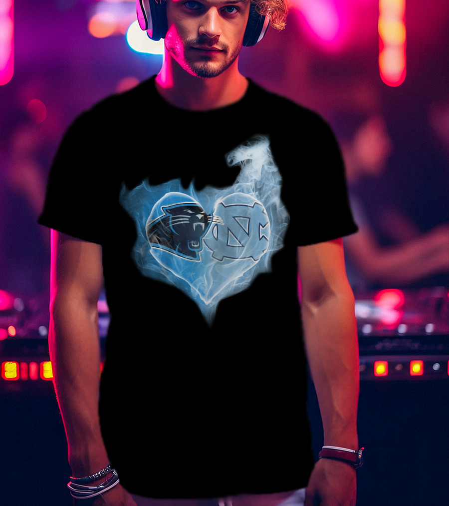 Carolina Panthers Unc Tar Heels Heart Smoke Fusion T-Shirt