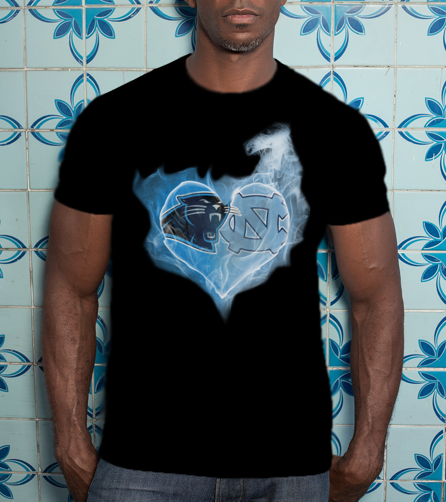 Carolina Panthers Unc Tar Heels Heart Smoke Fusion T-Shirt