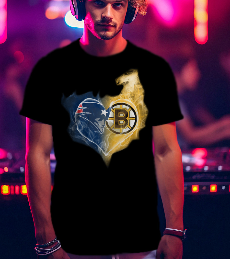 Patriots Bruins Ttk 089 Smoke Heart Fusion T-Shirt