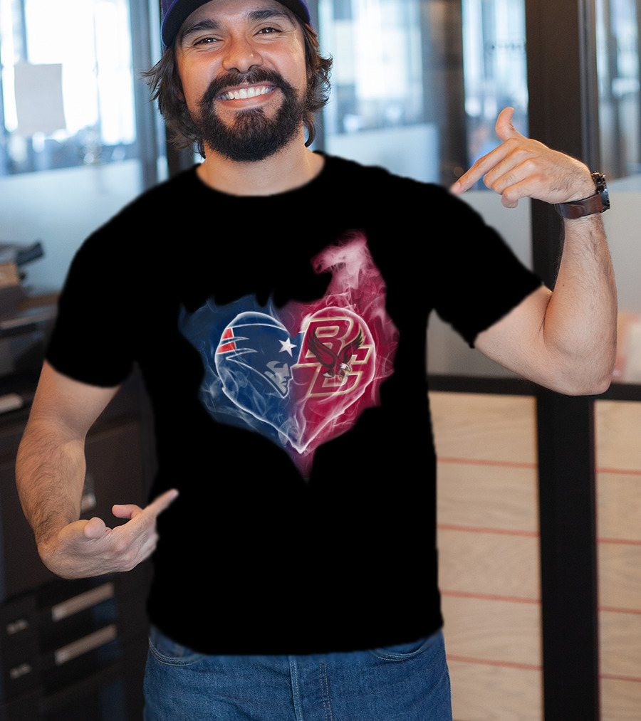 New England Patriots And Boston College Eagles Heart Fusion T-Shirt