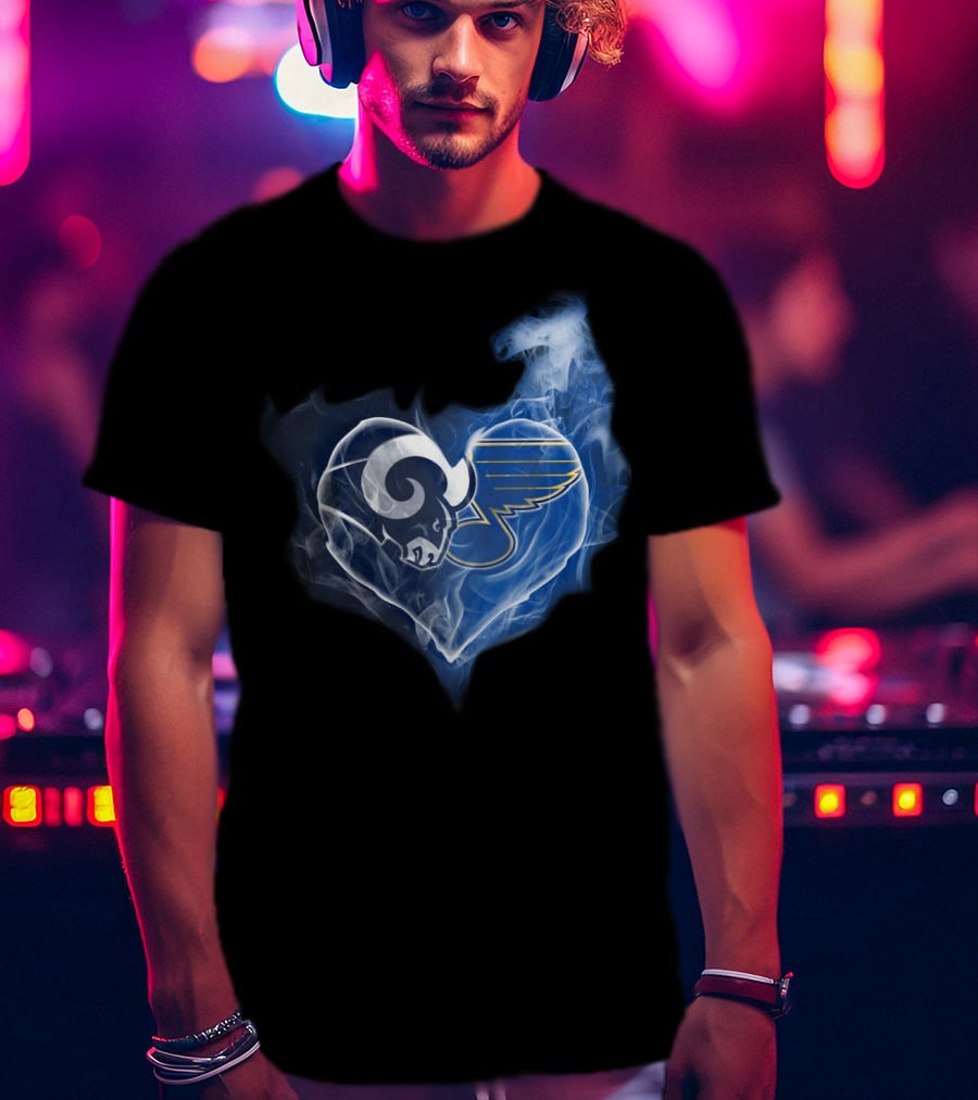Rams Blues Heart Logo Fusion T-Shirt