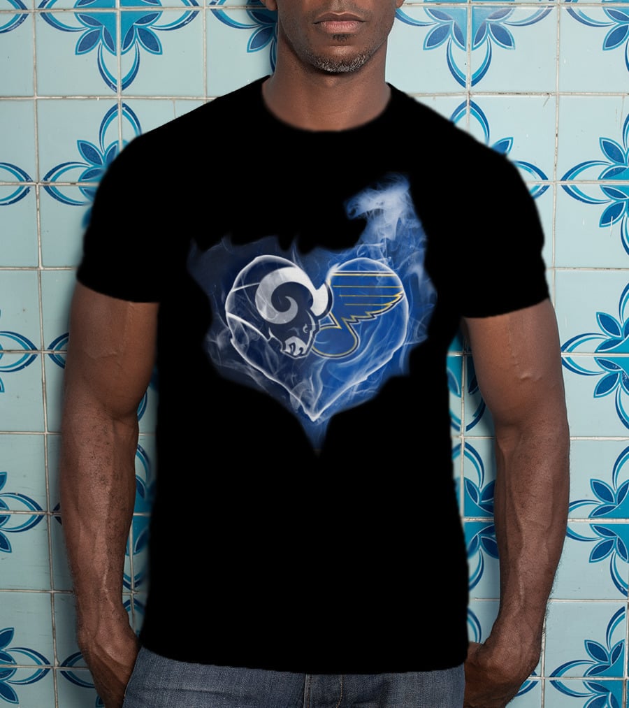 Rams Blues Heart Logo Fusion T-Shirt