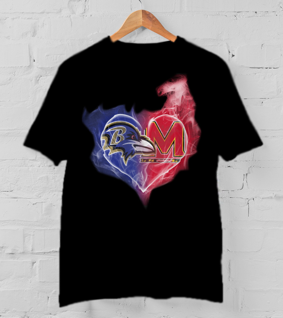 Baltimore Ravens Maryland Terrapins Heart Fusion T-Shirt