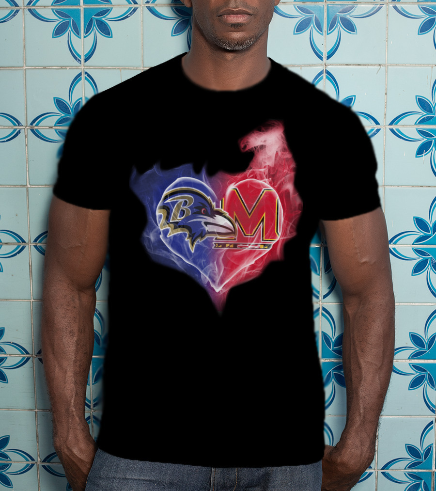 Baltimore Ravens Maryland Terrapins Heart Fusion T-Shirt