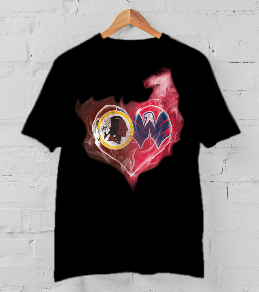Washington Redskins And Wizards Heart Symbol T-Shirt