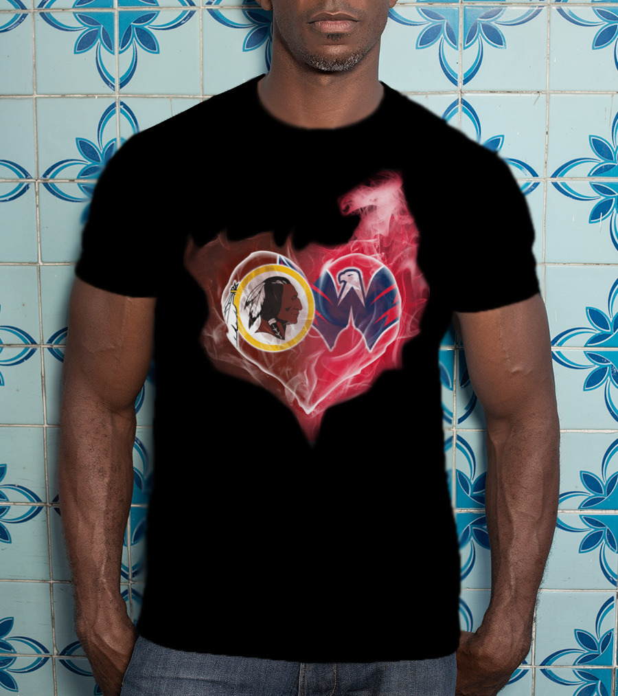 Washington Redskins And Wizards Heart Symbol T-Shirt