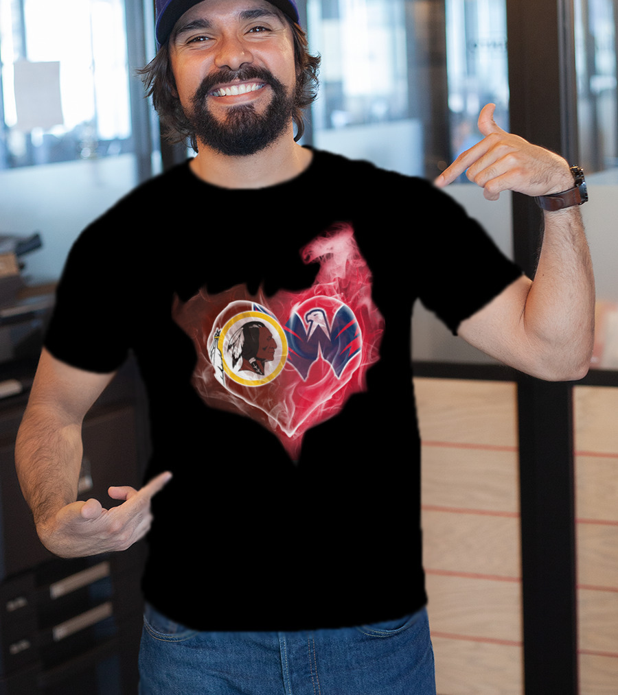 Washington Redskins And Wizards Heart Symbol T-Shirt