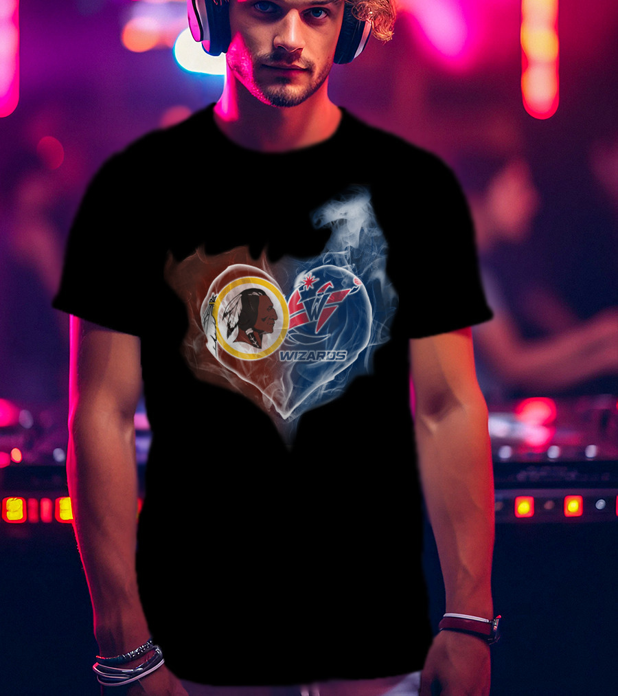 Washington Redskins And Wizards Heart Logo Fusion Ttk T-Shirt