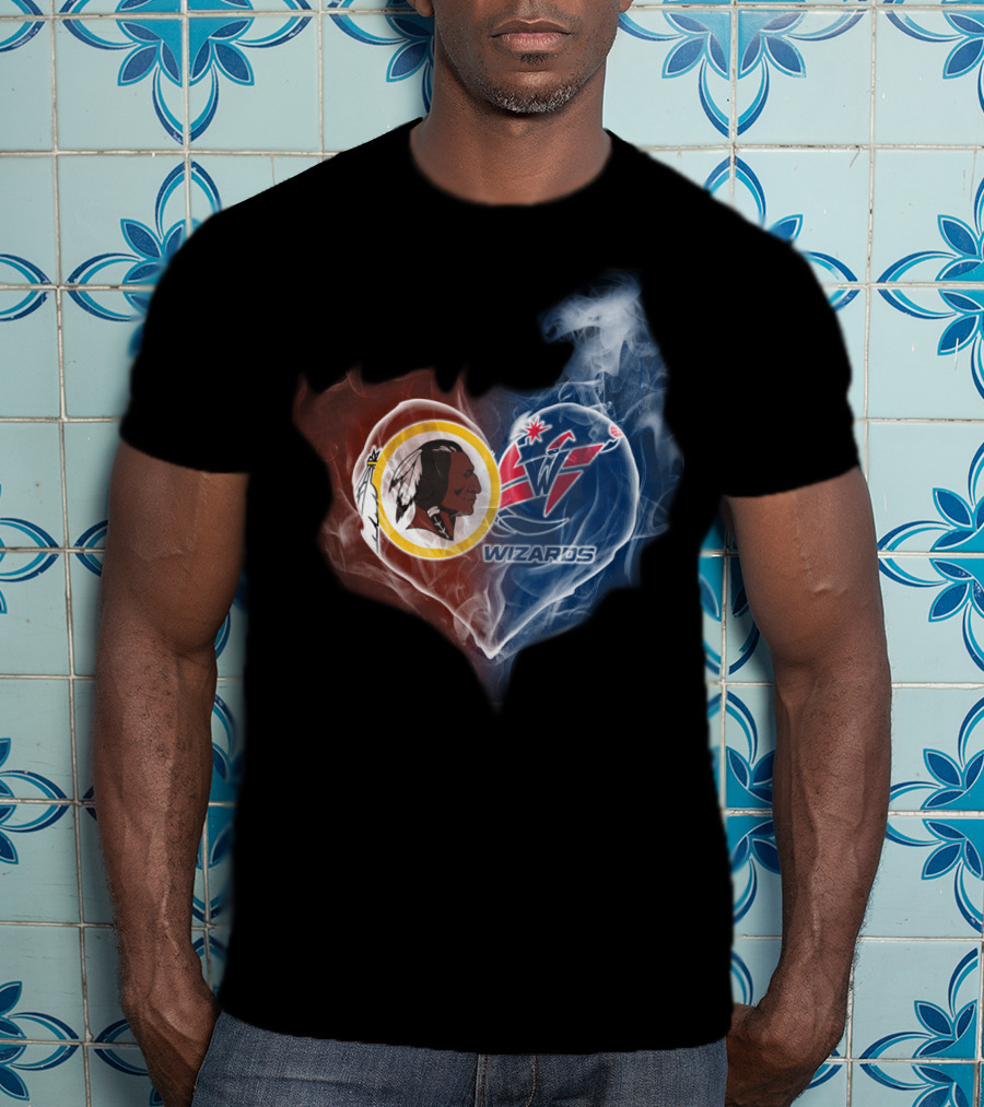 Washington Redskins And Wizards Heart Logo Fusion Ttk T-Shirt
