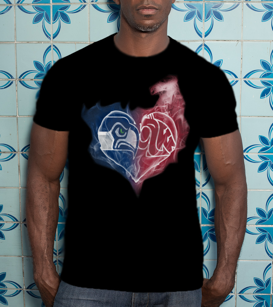 Seahawks Cougars Heart Smoke Collaboration T-Shirt