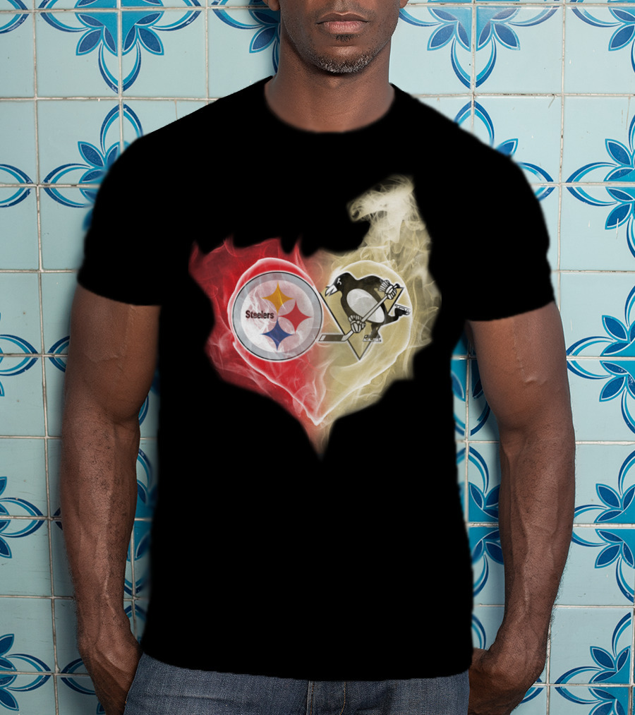 Steelers Penguins Smoke Heart T-Shirt
