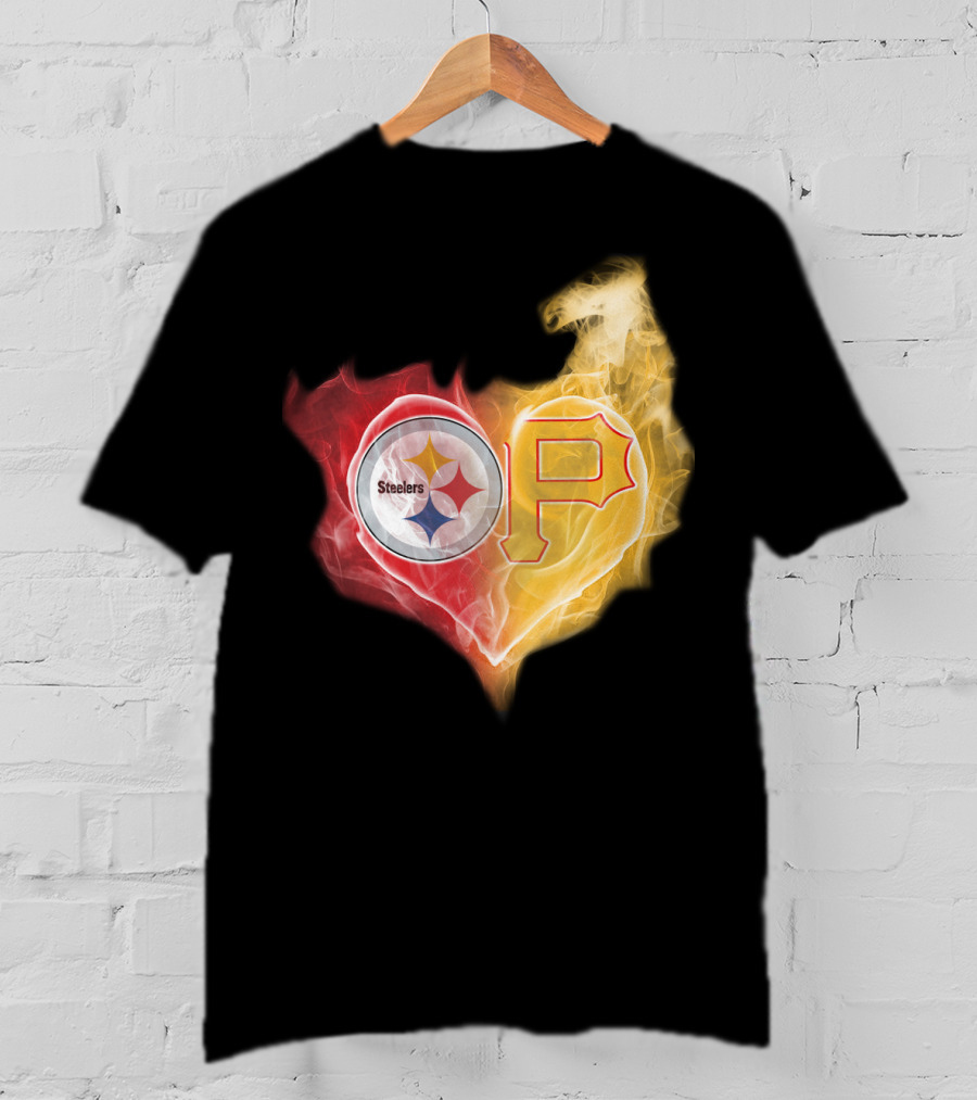 Steelers Pirates Heart Logo T-Shirt