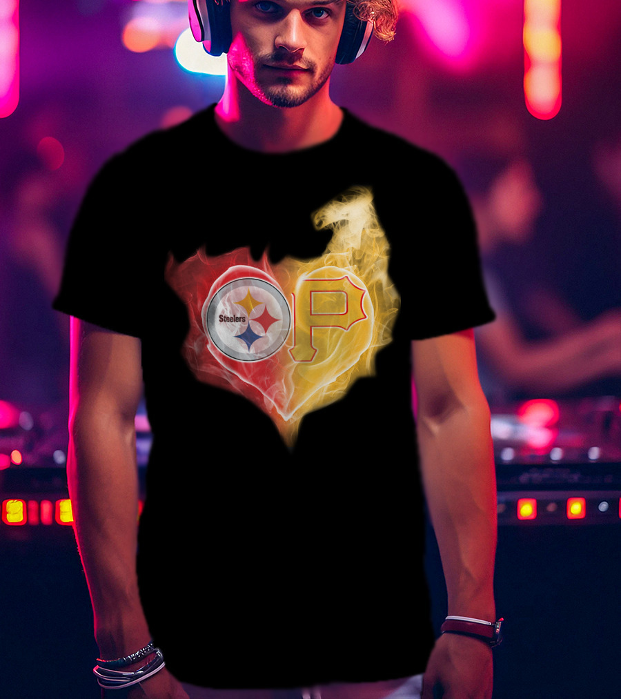 Steelers Pirates Heart Logo T-Shirt