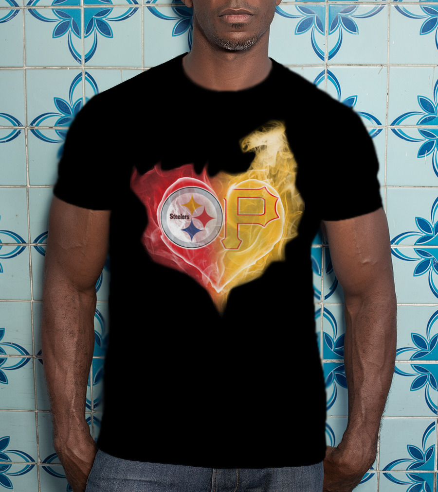 Steelers Pirates Heart Logo T-Shirt