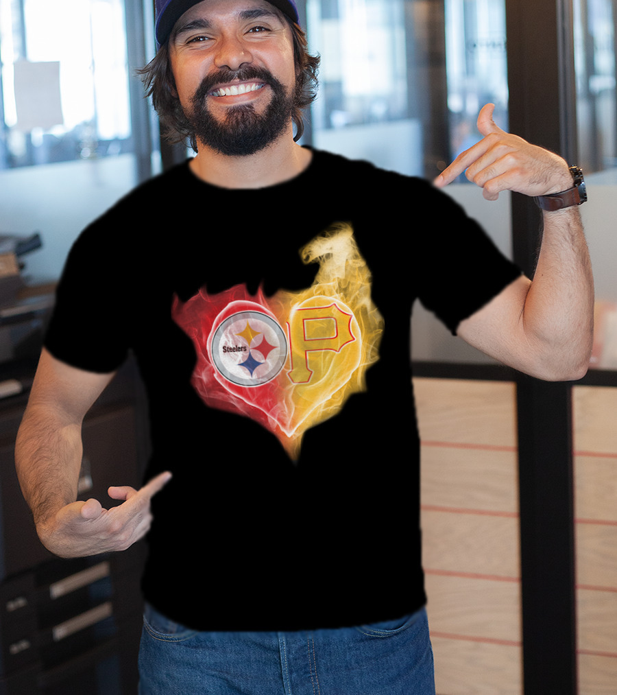 Steelers Pirates Heart Logo T-Shirt
