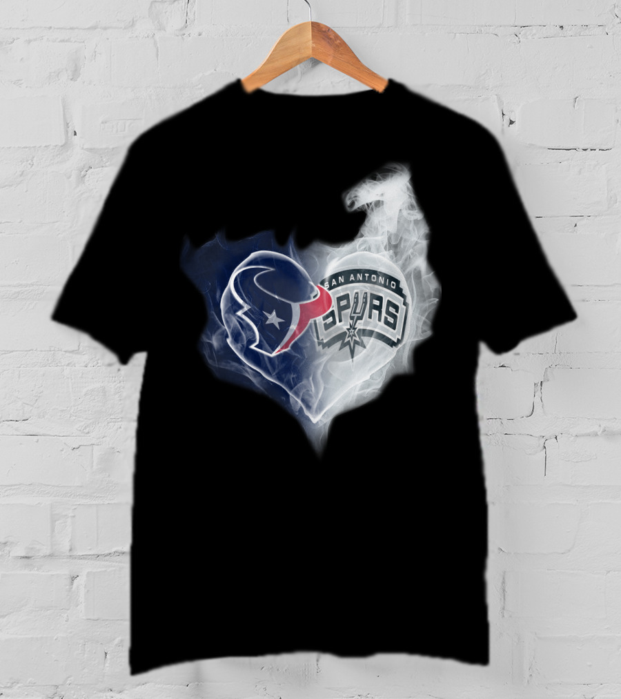 Houston Texans San Antonio Spurs Heart Shape T-Shirt