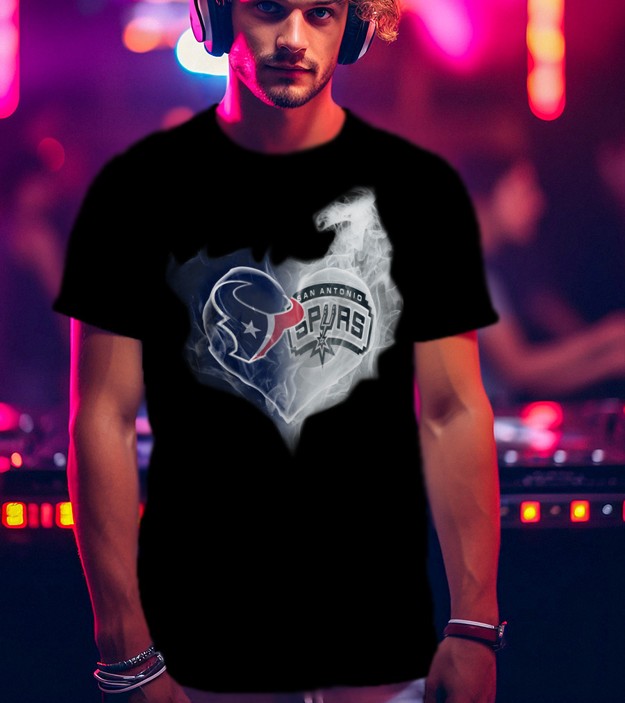 Houston Texans San Antonio Spurs Heart Shape T-Shirt