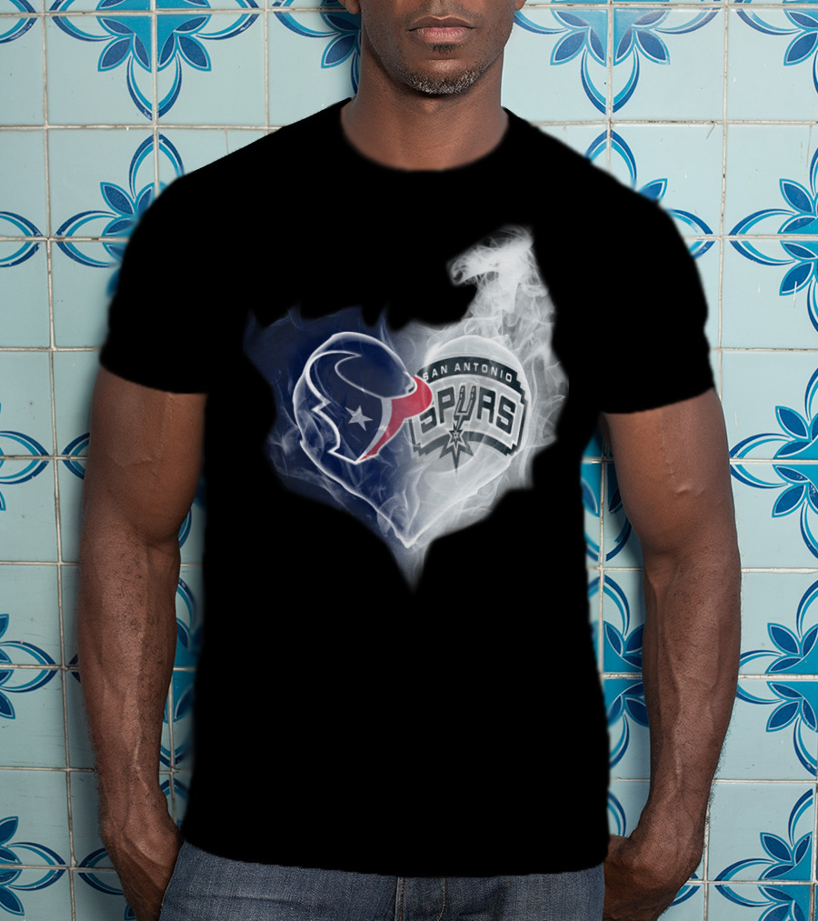 Houston Texans San Antonio Spurs Heart Shape T-Shirt