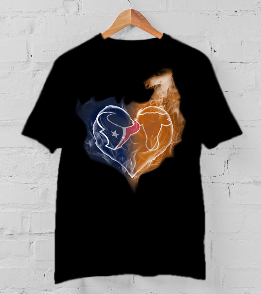 Houston Texans Chicago Bears Heart Smoke T-Shirt