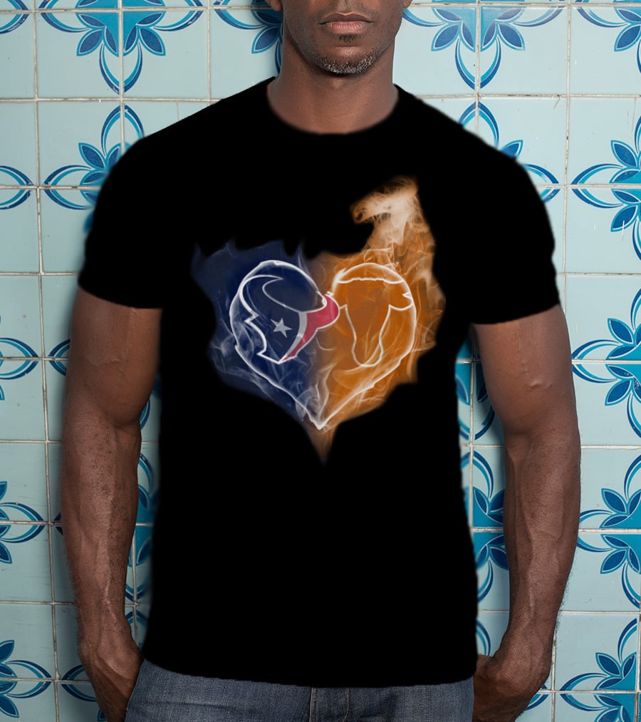 Houston Texans Chicago Bears Heart Smoke T-Shirt